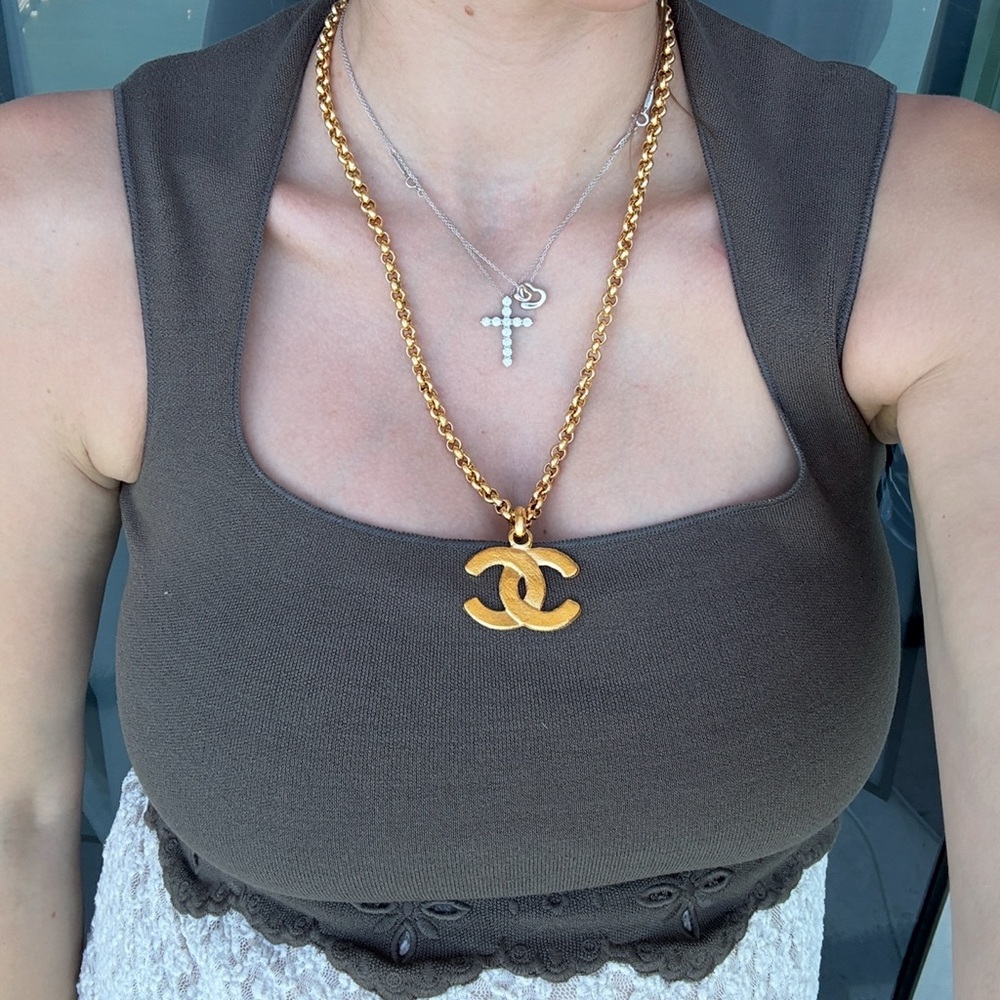 LOT 2082 24K gold plated CHANEL vintage necklace CC - Picture 9 of 9